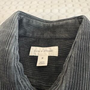 Sun + Stone Corded Ribbed Shirt in Black Shadow